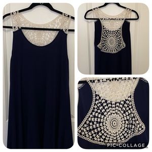 a.n.a Navy Blue Midi Summer Dress